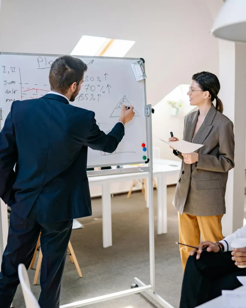 Sinnbild Coaching mit Rupert Freusmiedl von dunkelweiss: Präsentation mit Diagramm und Notizen